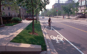 Bike-Friendly Street in Toronto: Copyright notice: This image was downloaded from Wikimedia Commons and is in the public domain.