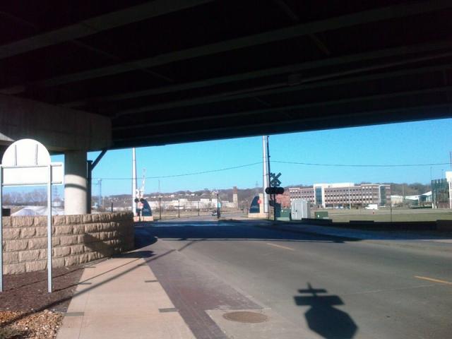 Walking Under Highway 61 in Dubuque
